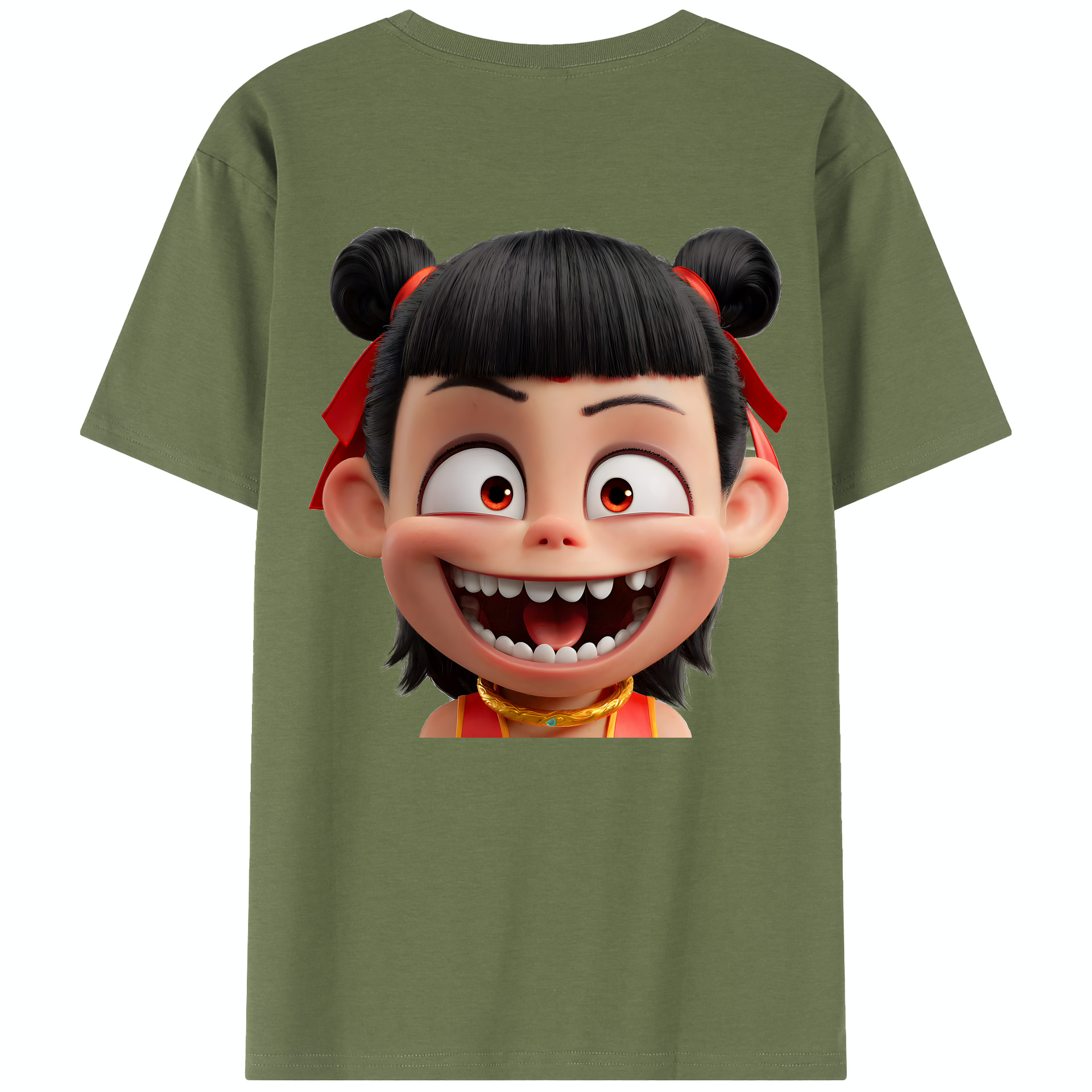 （画像用） Ne Zha 2 ナタ 魔童の大暴れ 綿100％半袖Tシャツ（背面プリント）